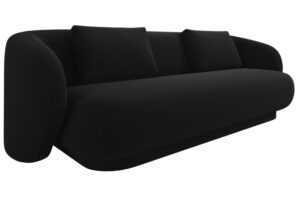 Cosmopolitan Design Černá sametová trojmístná pohovka Camden 204 cm