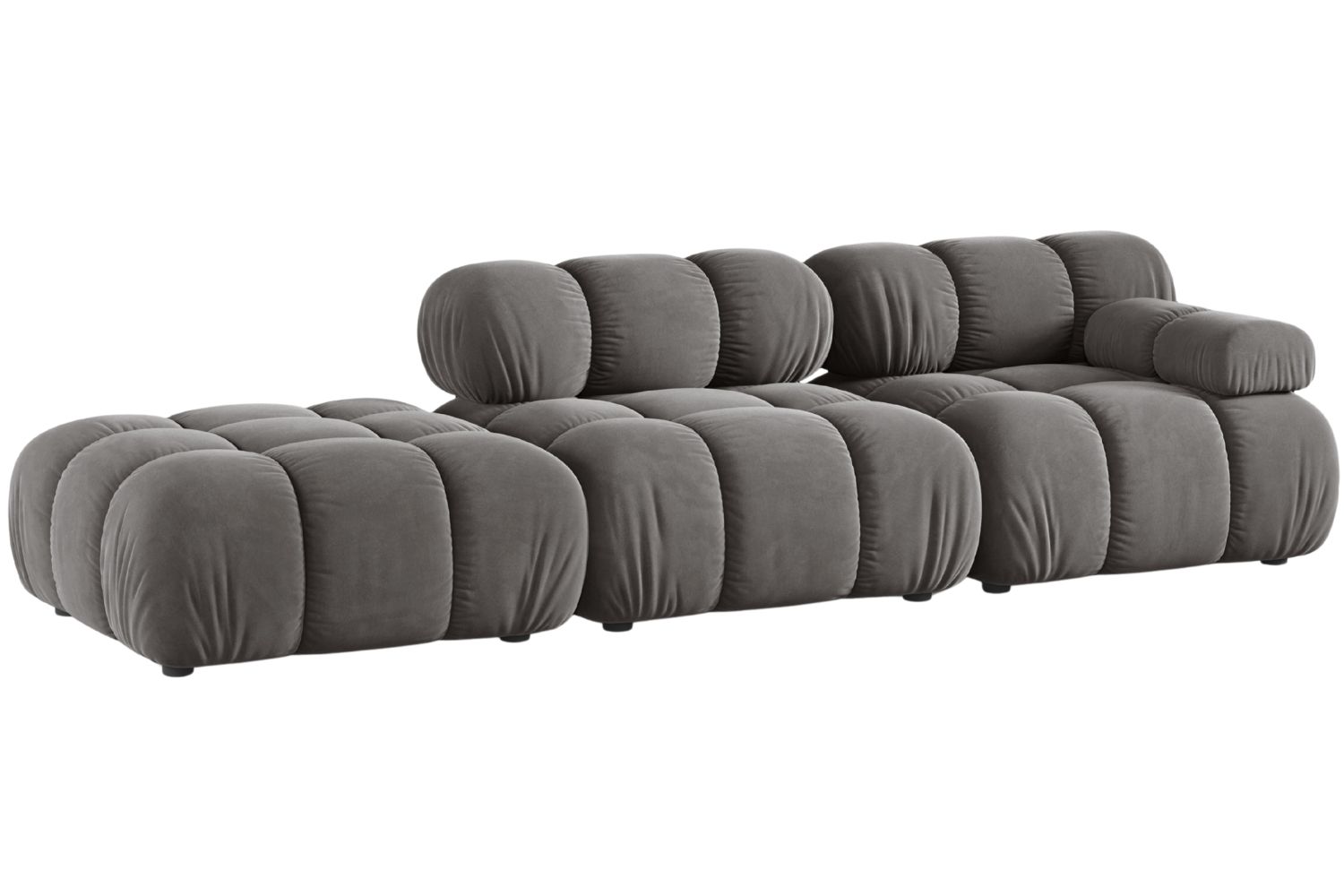 Micadoni Šedá sametová čtyřmístná pohovka Bellis 282 cm