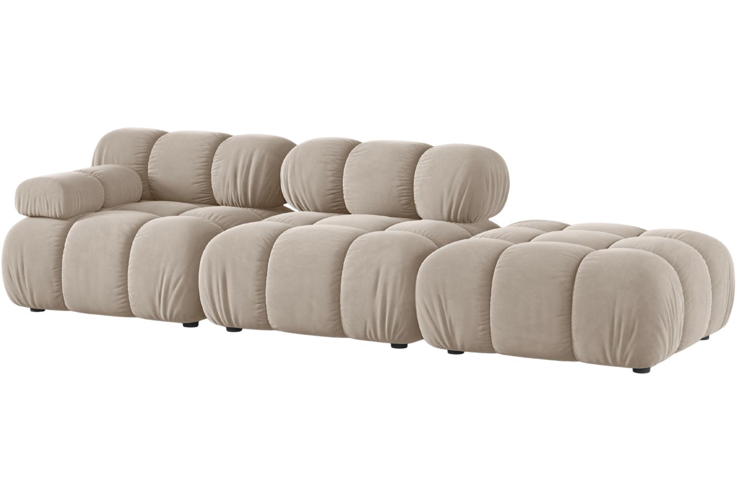 Micadoni Béžová sametová čtyřmístná pohovka Bellis 282 cm