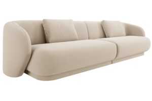 Cosmopolitan Design Béžová sametová čtyřmístná pohovka Camden 304 cm