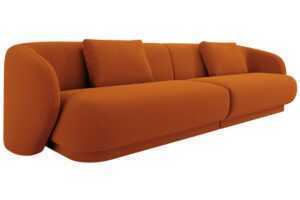Cosmopolitan Design Terakotově oranžová sametová čtyřmístná pohovka Camden 304 cm