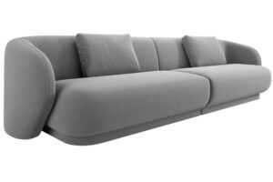 Cosmopolitan Design Světle šedá sametová čtyřmístná pohovka Camden 304 cm