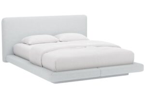 Micadoni Světle šedá dvoulůžková postel Linea 140 x 200 cm