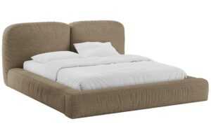 Micadoni Hnědá bouclé dvoulůžková postel Martina 180 x 200 cm s úložným prostorem