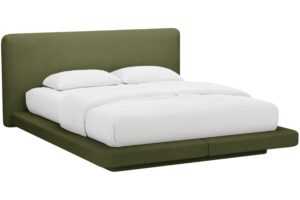 Micadoni Zelená bouclé dvoulůžková postel Linea 160 x 200 cm