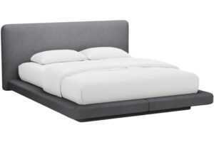 Micadoni Šedá bouclé dvoulůžková postel Linea 180 x 200 cm