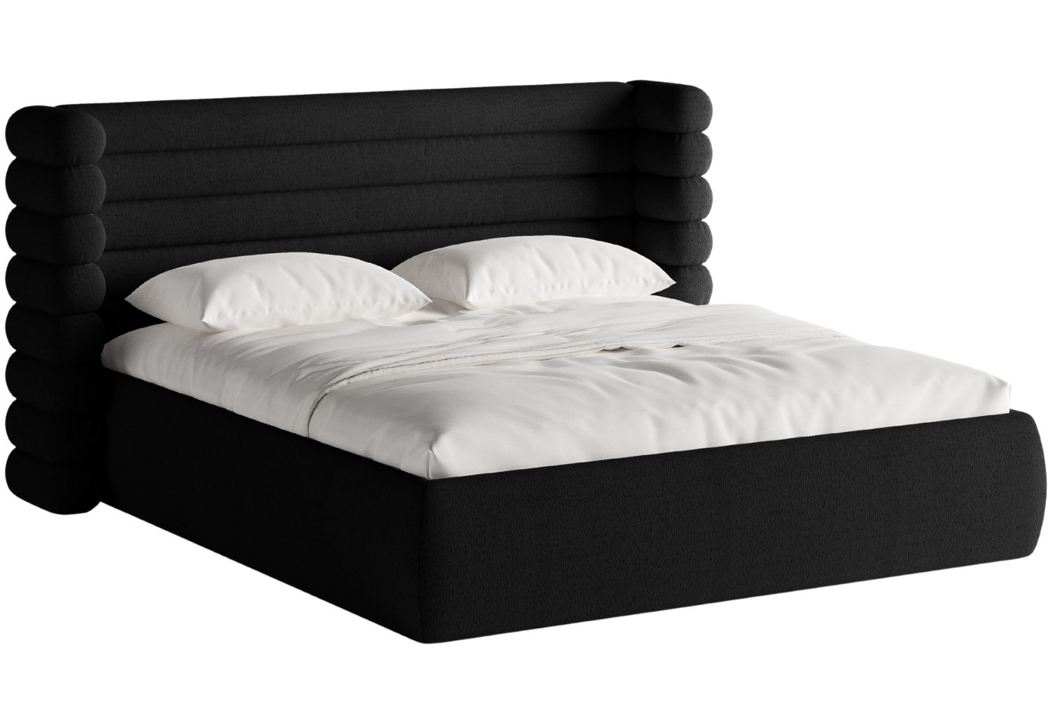 Micadoni Černá bouclé dvoulůžková postel Mount 160 x 200 cm