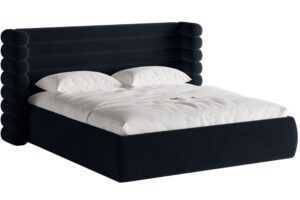 Královsky modrá sametová dvoulůžková postel MICADONI Mount 180 x 200 cm