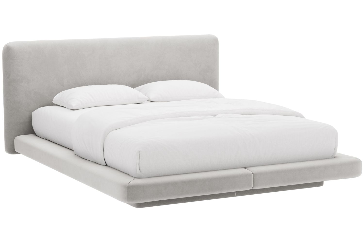 Micadoni Světle šedá sametová dvoulůžková postel Linea 180 x 200 cm