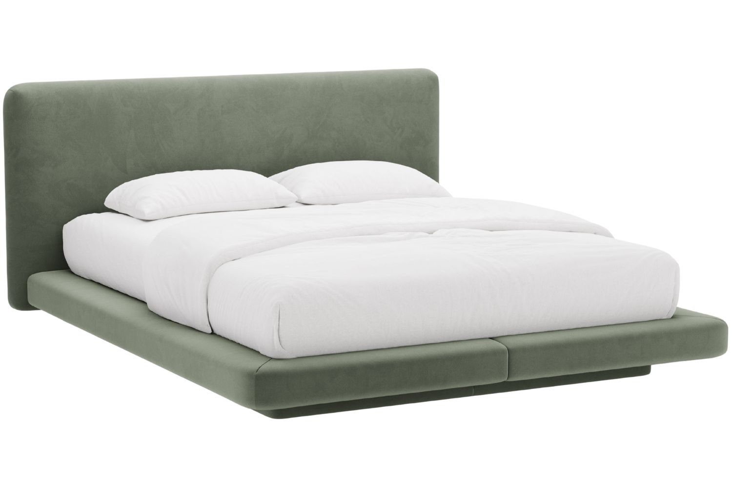 Micadoni Zelená sametová dvoulůžková postel Linea 180 x 200 cm